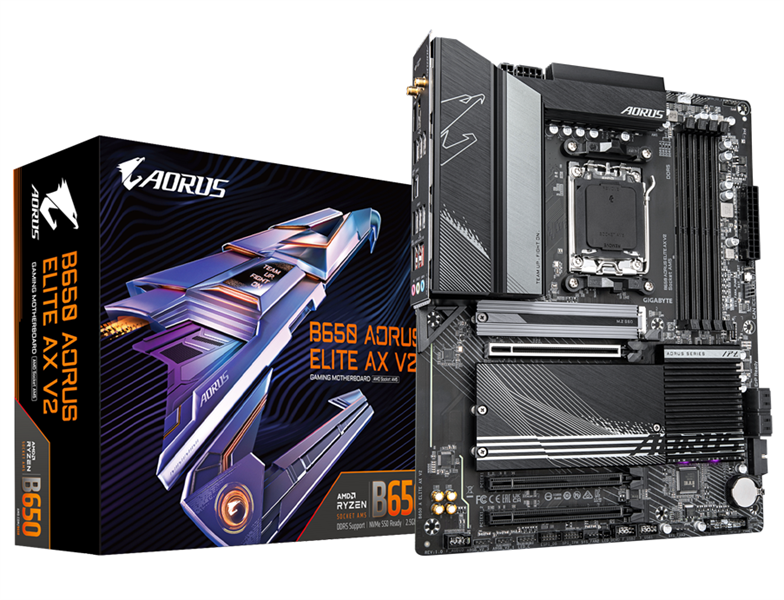 GIGABYTE B650 AORUS ELITE AX V2, AM5, B650, 4*DDR5, 4*SATA, 3*M.2, 7*USB 3.2, Type-C, 3*PCIx16, DP+HDMI, ATX
