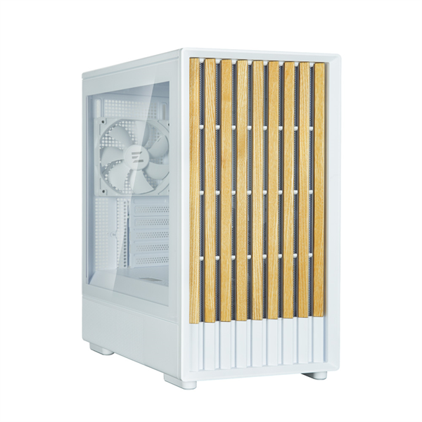 ZALMAN P10 NAMU, MATX, WHITE, WINDOW, FRONT COVER WALNUT, 2x3.5", 3x2.5", 1xUSB TYPE-C, 1xUSB3.0, FRONT 2x120mm, REAR 1x120mm ARGB