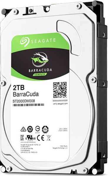 Seagate Barracuda HDD 3.5" SATA 2Tb, 7200 rpm, 256Mb buffer, 512e/4kn, SMR, ST2000DM008, 1 year, (analog ST2000DM006)