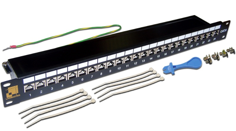 Патч-панель 19", 24 порта RJ45, экранированная, кат.6, 1U