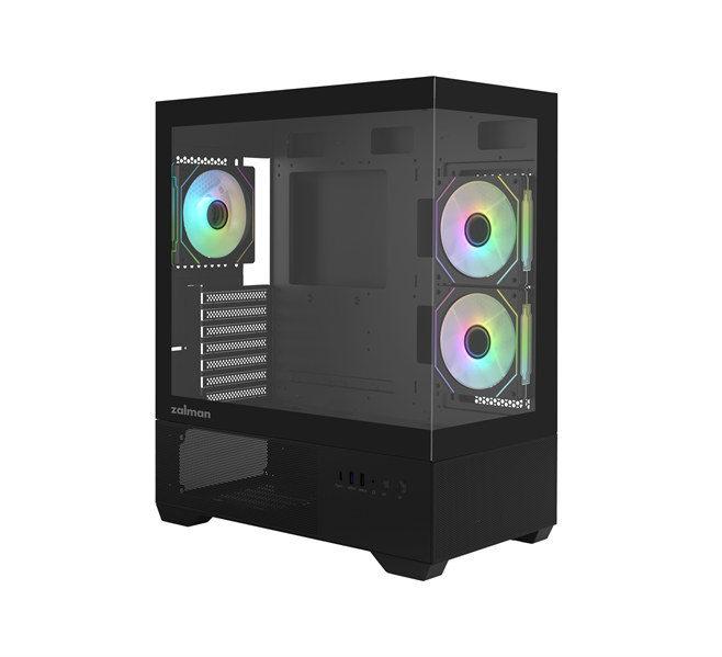 ZALMAN CHRONIX, ATX, BLACK, WINDOW, 1xCombo (3.5’’ or 2.5’’), 1x3.5’’HDD, 2x2.5’’SSD, 1xUSB2.0, 1xUSB3.0, 1xUSB Type-C, SIDE 2x120mm ARGB, REAR 1x120mm ARGB