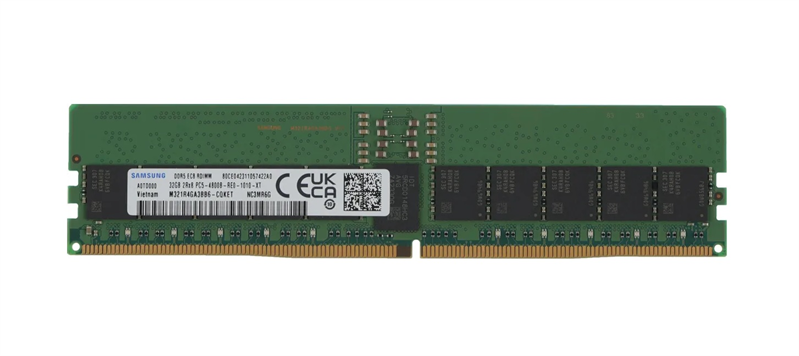 Samsung DDR5  32GB RDIMM 4800 Mbps (2Rx8) ECC  Reg  1.1V (M321R4GA3BB6-CQK), 1 year, OEM