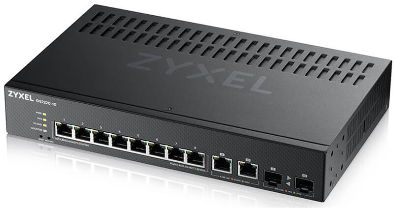 L2 коммутатор Zyxel NebulaFlex Pro GS2220-10, rack 19", 8xGE, 2xCombo (SFP/RJ-45), бесшумный