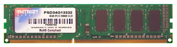 Patriot DDR3 DIMM 4GB 1333MHz CL9 1*4GB 9-9-9-24 1.5V (analog PSD34G133381)