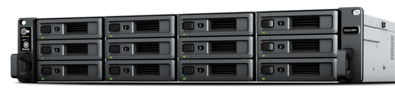 Synology 2U/12bay QC 3,6GhzCPU/8Gb(32)/RAID0,1,10,5,6/upto 24HDD (1xRX1223RP)/2xUSB/2xGbE+1x10Gb(+1Expslot)/iSCSI/2xIPcam/2xPS/norail repl RS2421RP+