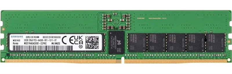 Samsung DDR5  32GB RDIMM 6400 Mbps (2Rx8) ECC  Reg  1.1V (M321R4GA3EB2-CCP), 1 year, OEM