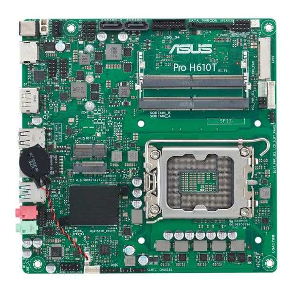 ASUS PRO H610T-CSM, LGA1700, H610, 2*DDR5, 2*SATA, 1*M.2, 2*USB 3.2, 2*USB 2.0, DP+HDMI, mITX; 90MB1G60-M0EAYC