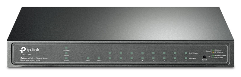 TP-Link SG2210P, Omada™ 8-Port Gigabit Smart PoE+ Switch with 2 SFP Slots, 58 W PoE