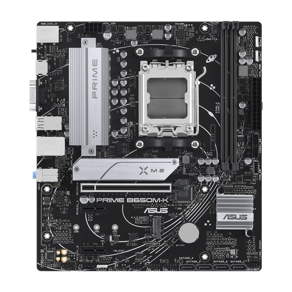 ASUS PRIME B650M-K, AM5, B650, 2*DDR5, 4*SATA, 2*M.2, 4*USB 3.2, 4*USB 2.0, 2*PCIx16, 2*PCIx1, VGA+HDMI, mATX; 90MB1F60-M0EAY0