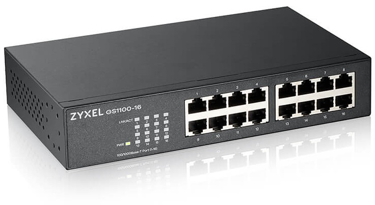 Zyxel GS1100-16, 16xGE, rack 19", бесшумный