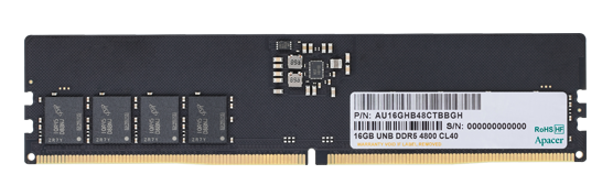 Apacer  DDR5  16GB  4800MHz DIMM (PC5-38400) CL40 1.1V (Retail) 2048*8  3 years (AU16GHB48CTBBGH/FL.16G2A.PTH)