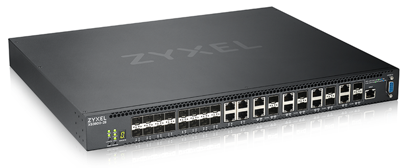 Мультигигабитный L3 Core Zyxel NebulaFlex Pro XS3800-28, rack 19", 4xRJ-45: 1/2,5/5/10G, 8xCombo (SFP: 1/10G, RJ-45: 1/2,5/5/10G), 16xSFP+, стекируемый (до 4), 2 блока питания в комплекте