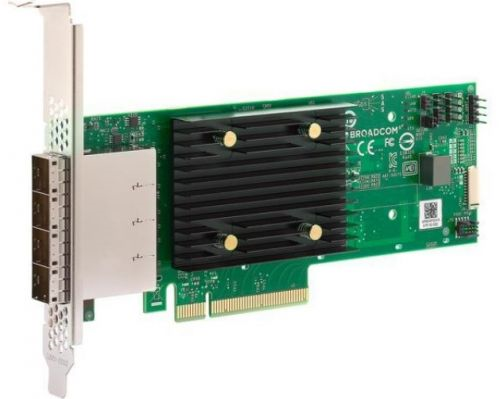 Broadcom Controller 9500-16e SGL (05-50075-00) PCIe Gen4 x8 LP, Tri-Mode SAS/SATA/NVMe 12G HBA, 16port(4*ext SFF8644), 3816 IOC, 1 year
