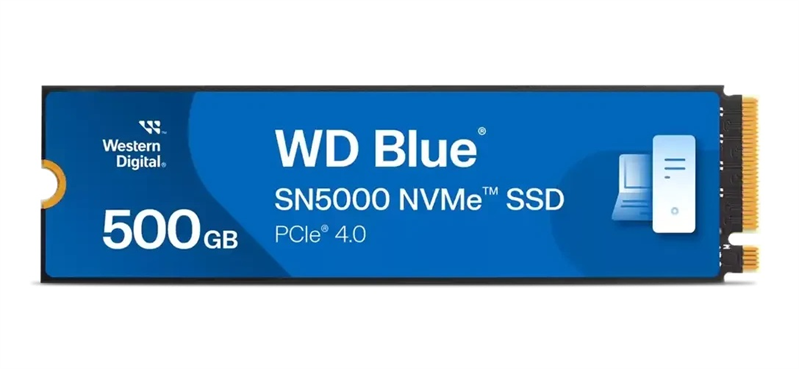 Western Digital Blue SN5000 SSD M2.2280 PCIe 4.0 500Gb, 5000MBs/4000MBs, TBW 300, WDS500G4B0E, 1 year