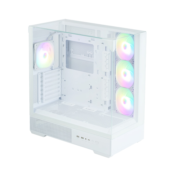 ZALMAN P40 Prism Plus, ATX, WHITE, WINDOW, 3xCombo (3.5'' or 2.5"), 1xUSB TYPE-C, 2xUSB3.0, SIDE 3x120mm ARGB, REAR 1x120mm ARGB