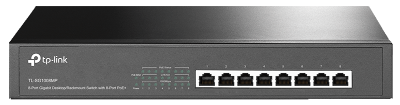 TP-Link TL-SG1008MP, 8-Port Gigabit Desktop/Rackmount Switch with 8-Port PoE+, 153 W
