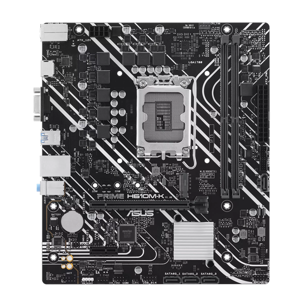 ASUS PRIME H610M-K, LGA1700, H610, 2*DDR5, 4*SATA, 1*M.2, 2*USB 3.2, 4*USB 2.0, 1*PCIx16, 1*PCIx1, HDMI+VGA, mATX; 90MB1GA0-M0EAY0