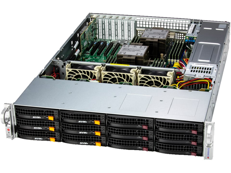 Supermicro SuperStorage 2U Server 621E-ACR12L noCPU(2) 5th/4/th Gen(MCC carrier)/TDP 270W/no DIMM(16)/ 12x3.5/2.5 SAS/SATA(HBA 3816L)/2x10GbE/2x1200W/SFT-DCMS-Single