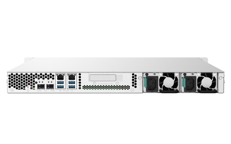 QNAP SMB 1U/4bay QC 1,7GhzCPU/2Gb(upto16Gb)/upto 16HDD with TL-R1200S-RP/SATA(3,5" 2,5")/ 4xUSB3.2/1xEXP.slot/2x2,5GbE 2x10GbE(SFP+)/iSCSI/2xPS/no rail(RAIL-B02)/3YW TS-432PXU-RP-2G-EU-RU