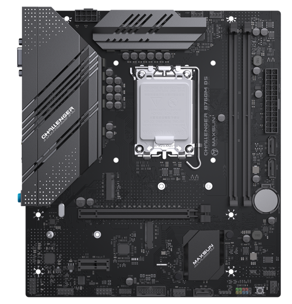 MAXSUN MS-Challenger B760M D5, LGA1700, B760, 2*DDR5, 3*SATA3, 3*M.2, 2*USB 3.2, 6*USB 2.0, 1*PCIEx16, 1*PCIEx1, VGA+HDMI, mATX