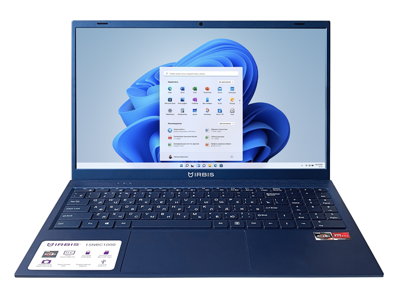 IRBIS Blizzard 15NBC1000 AMD Ryzen R3-3200U, 15.6"LCD 1920*1080 IPS , 16GB sodimm +512GB SSD, AC wifi,  Front camera: 2MP, 5000mha battery, A METAL with chamfer, Windows 11 Pro RUS