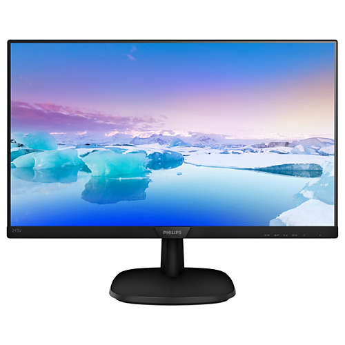23,8" Philips 243V7QJABF 1920x1080, WLED, 16:9, IPS, 250cd, 1000:1, 200M:1, 4ms, 178/178, VGA, HDMI, DP, 75Hz, Speakers, Tilt, Внутр, VESA, Black, 3y