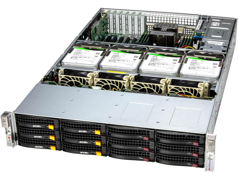 Supermicro SuperStorage 2U Server 621E-ACR16L no CPU(2) 5th/4th Gen(MCC carrier)/TDP 270W/no DIMM(16)/16x3,5/2,5 SATA/SAS/2x10GbE/2x1600W/SFT-DCMS-Single