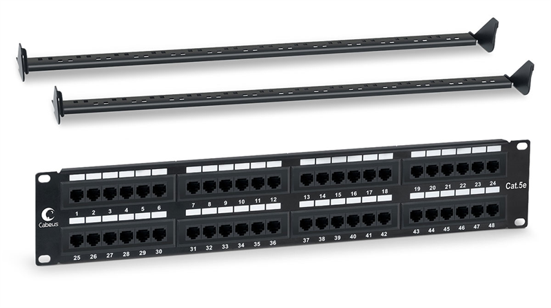 Cabeus PL-48-Cat.5e-Dual IDC  Dual IDC, с задним кабельным организатором