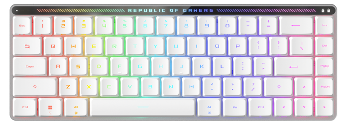 ASUS FALCHION RX LP, 2.4 GHz RF, Bluetooth, 65%, PBT, White