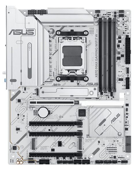 ASUS X870 MAX GAMING WIFI7 W, AM5, X870, 4*DDR5,  4*SATA, 3*M.2, 4*USB 3.2, 4*USB 2.0, 2*Type-C, 5*PCIx16, HDMI, ATX; 90MB1LZ0-M0EAY0