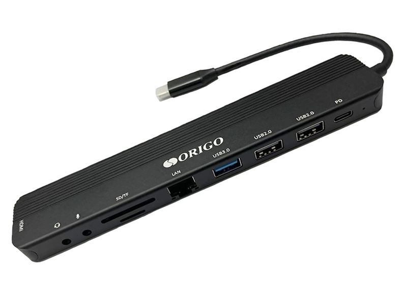 ORIGO Док-станция USB-C, 1xUSB 3.0, 1xUSB-C/PD 3.0, 2xUSB 2.0, 1x1000Base-T, 1xHDMI, слот SD/TF/microSD