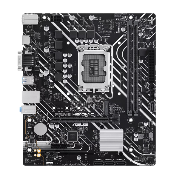 ASUS PRIME H610M-D, LGA1700, H610, 2*DDR5, 4*SATA, 1*M.2, 2*USB 3.2, 4*USB 2.0, 1*COM port, 1*PCIx16, 1*PCIx1, HDMI+D-Sub, mATX; 90MB1G80-M0EAY0