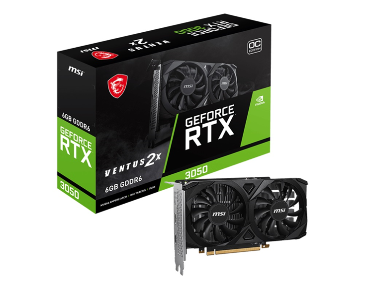 MSI RTX 3050 VENTUS 2X 6G OC//RTX 3050,HDMI*2, DP, 6G,  D6