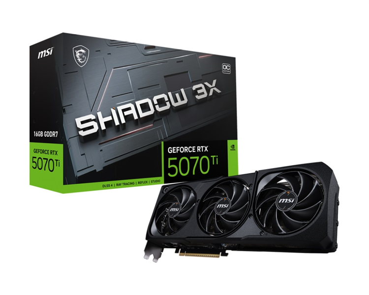 MSI RTX 5070 Ti 16G SHADOW 3X OC//RTX 5070, HDMI, DP*3, 16G, D7