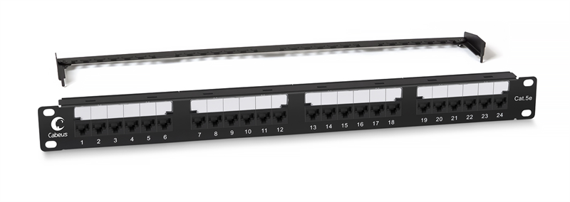 Cabeus PL2-24-Cat.5e-Dual IDC Патч-панель 19" (1U), 24 порта RJ-45, категория 5e, Dual IDC, с задним кабельным организатором, new