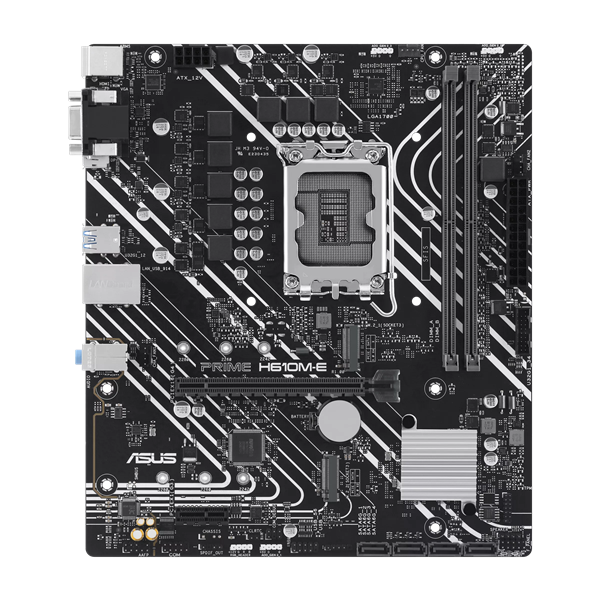 ASUS PRIME H610M-E-CSM, LGA1700, H610, 2*DDR5, 4*SATA, 2*M.2, 2*USB 3.2, 2*USB 2.0, 1*PCIx16, 1*PCIx1, DP+VGA+HDMII, mATX; 90MB1G10-M0EAYC