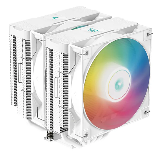 DEEPCOOL AG620 DIGITAL WH ARGB LGA1700/1200/115X/AM5/AM4 (8шт/кор, TDP 260W, PWM, DUAL Fan 120mm, 6 тепл. трубок, белый) RET (R-AG620-WHADMN-G-2)