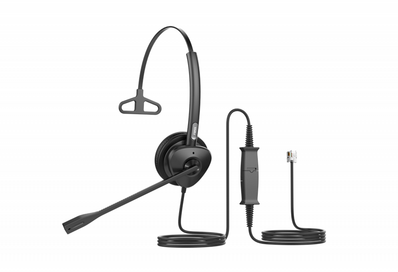 Fanvil HT301 Headset,Leather cushions, 260° bendable boom arm, Dual Color LED Indicator, QD to RJ9 Headset, Mono Headset, Supports ENC technology Noise Cancellation