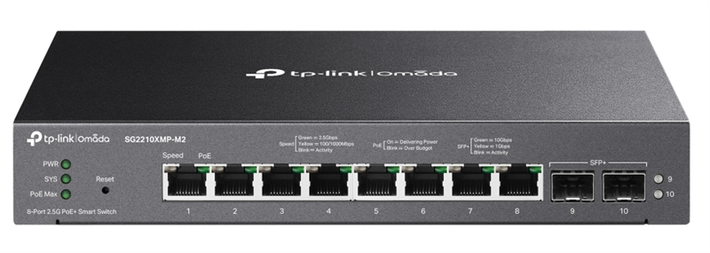 TP-Link SG2210XMP-M2, Port 10GE SFP+ Smart Switch with 8-Port PoE+