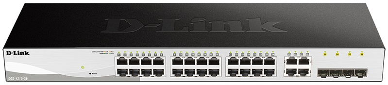 D-Link Настраиваемый L2 коммутатор, 24х1000Base-T, 4хCombo 1000Base-T/SFP, упрощенный интерфейс CLI