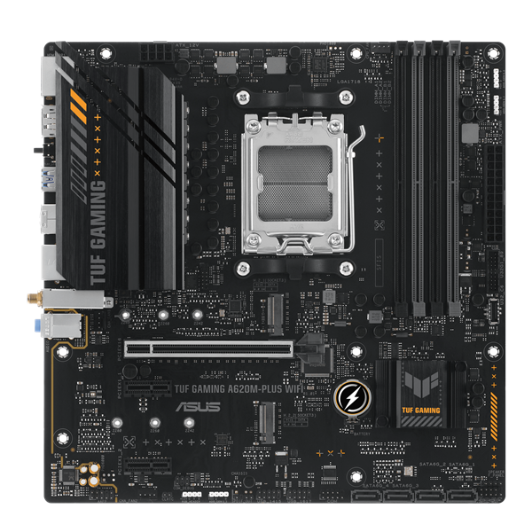 ASUS TUF GAMING A620M-PLUS WIFI, AM5, A620, 4*DDR5, 4*SATA, 2*M.2, 2*USB 3.2, 4*USB 2.0, 2*PCIx16, 2*PCIx1, 2*DP+HDMI, mATX; 90MB1F00-M0EAY0