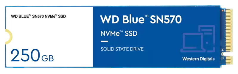 Western Digital SSD BLUE SN570 NVMe 250Gb M.2 2280 WDS250G3B0C, 1 year