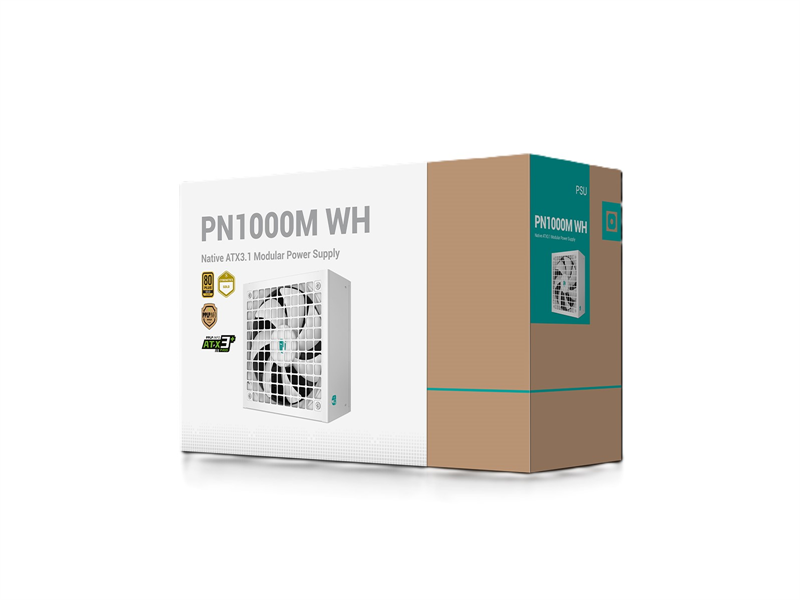 Deepcool GAMERSTORM PN1000M WH (ATX 3.1, 1000W, Full Cable Management, PWM 135mm fan, Active PFC, 80+ GOLD, Active PFC + Full Bridge SRC LLC + DC/DC ,Gen5 PCIe, белый) RET