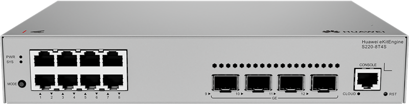 HUAWEI eKit S220-8T4S (L2+, 8*10/100/1000BASE-T ports, 4*GE SFP ports, built-in AC power)