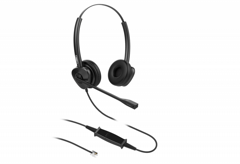 Fanvil HT302 Fanvil, Headset, Leather cushions, 260° bendable boom arm, Dual Color LED Indicator, Supports ENC technology Noise Cancellation, QD to RJ9 Headset, Dual Headset