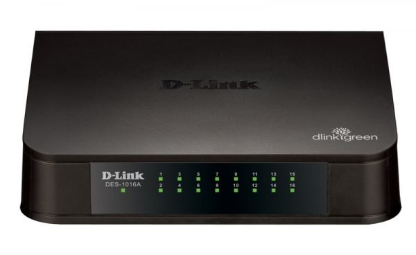 D-Link Неуправляемый коммутатор, 16x100Base-TX, корпус пластик