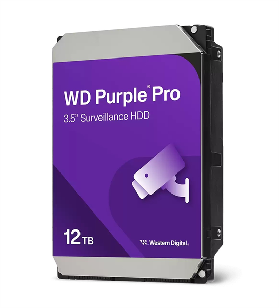 Western Digital Purple Pro HDD 3.5" SATA 12Tb, 7200 rpm, 512MB buffer (DV&NVR + AI), WD122PURP, 1 year