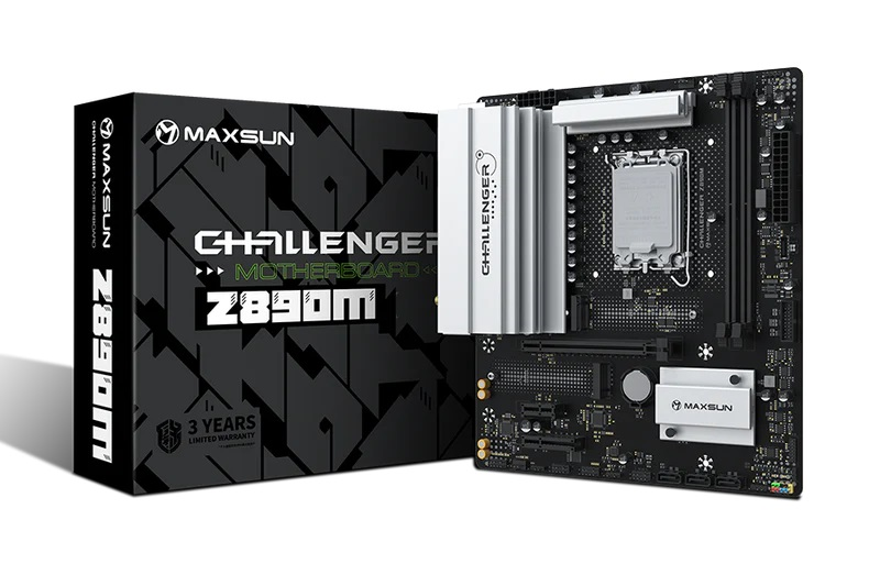 MAXSUN MS-Challenger Z890M, LGA1851, Z890, 2*DDR5, 3*SATA3, 2*M.2, USB 3.2, USB 2.0, Type-C, 1*PCIEx16, 1*PCIex4, 1*PCIex1, HDMI+DP, mATX