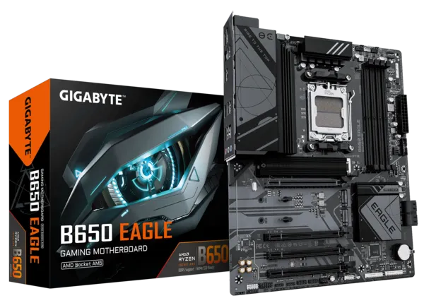 GIGABYTE B650 EAGLE, AM5, B650, 4*DDR5, 4*SATA, 3*M.2, 2*USB 3.2, 6*USB 2.0, Type-C, 4*PCIx16, DP+HDMI, ATX
