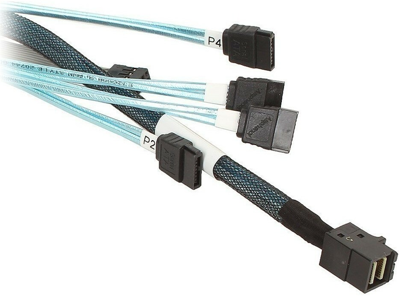 Cable SFF-8643 - 4*SATA (MiniSAS HD -to- 4*SATA), 1m (analog LSI00411, 2279800-R, L5-00221-00, MD-6705050-100)